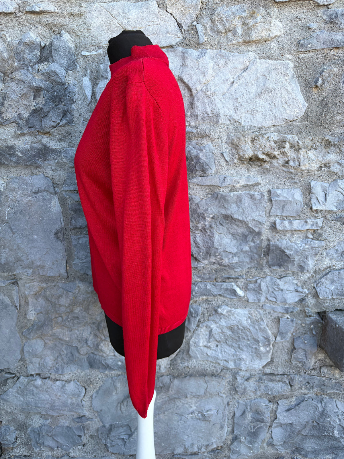 90s red high neck silk jumper uk 10