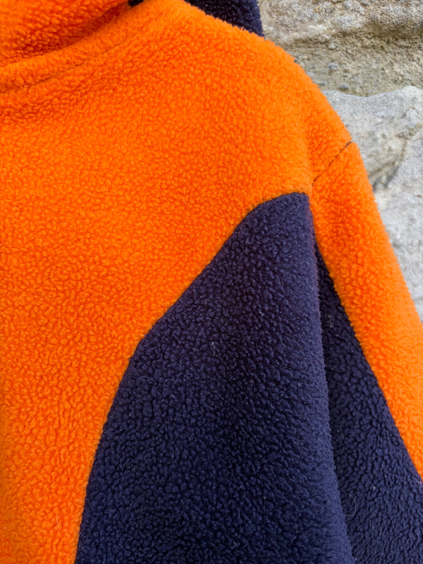 90s orange&navy fleece hoodie  9-12m (74-80cm)