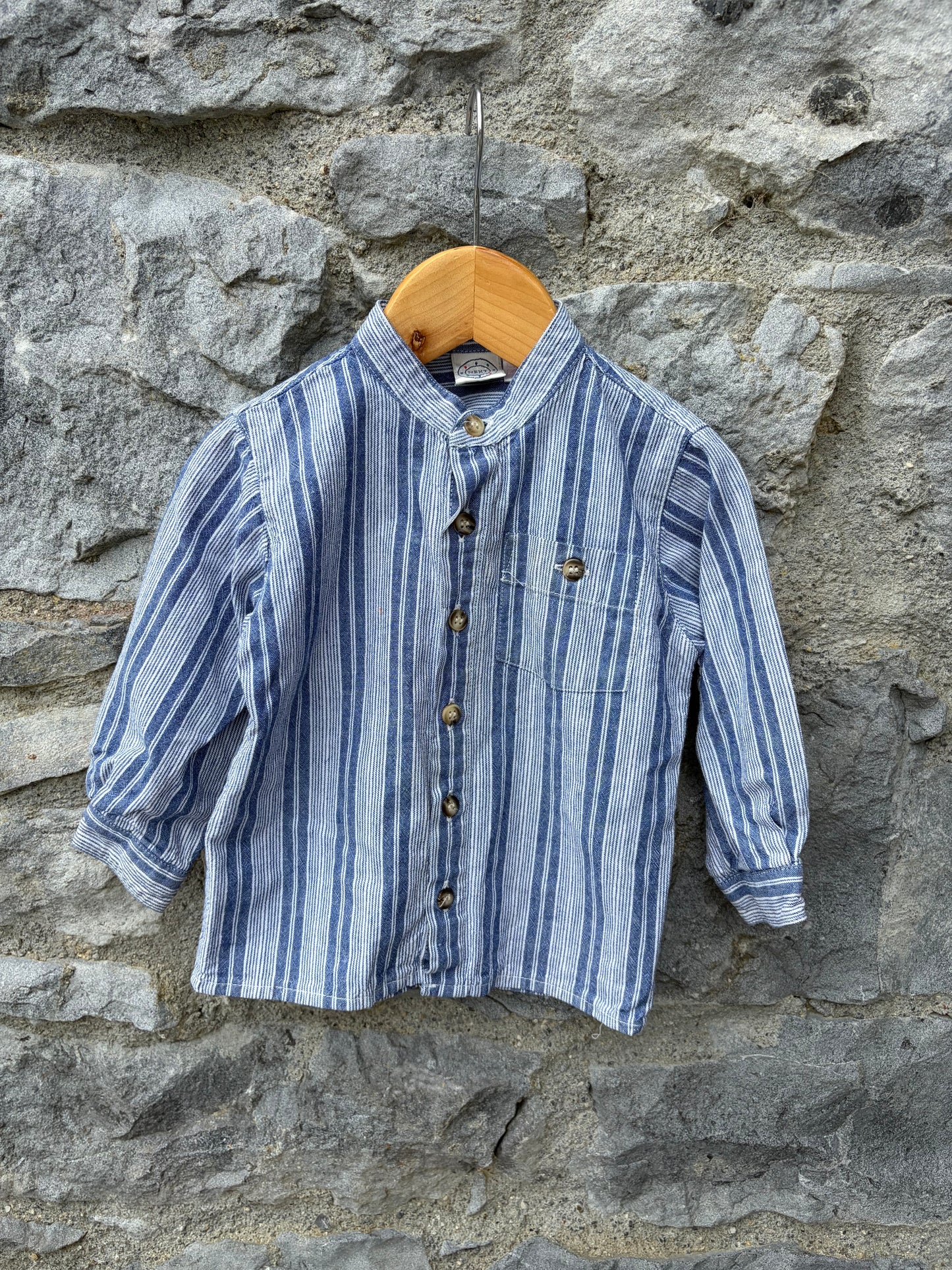 90s grandpa collar stripy shirt  9-12m (74-80cm)