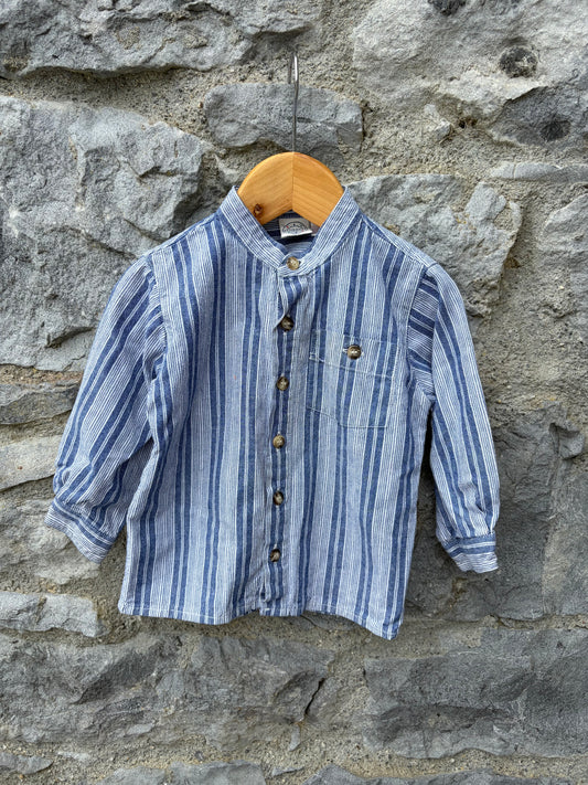 90s grandpa collar stripy shirt  9-12m (74-80cm)