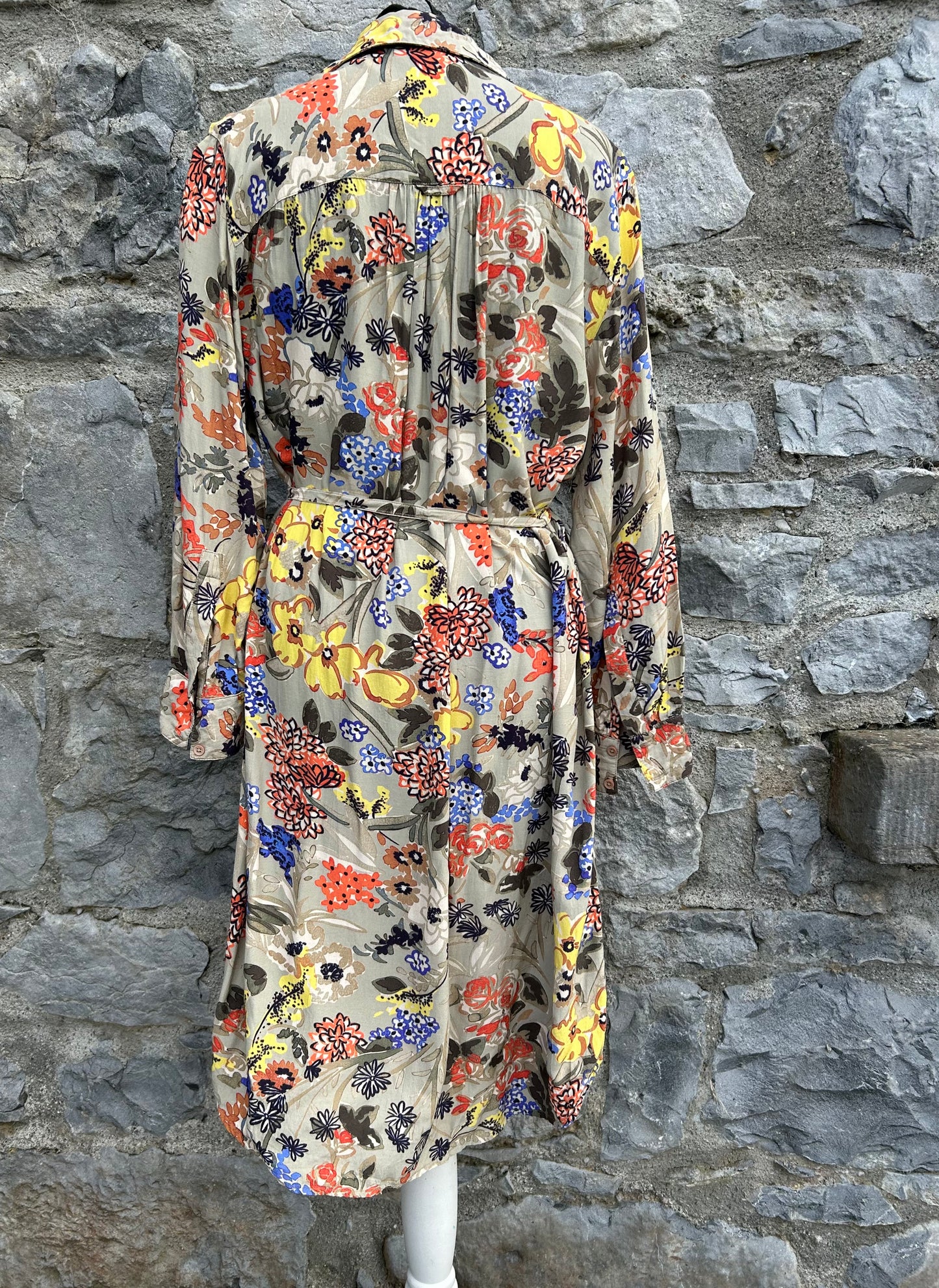 Beige floral button up dress uk 14-16