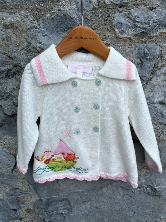 White cardigan with a boat  6-9m (68-74cm)