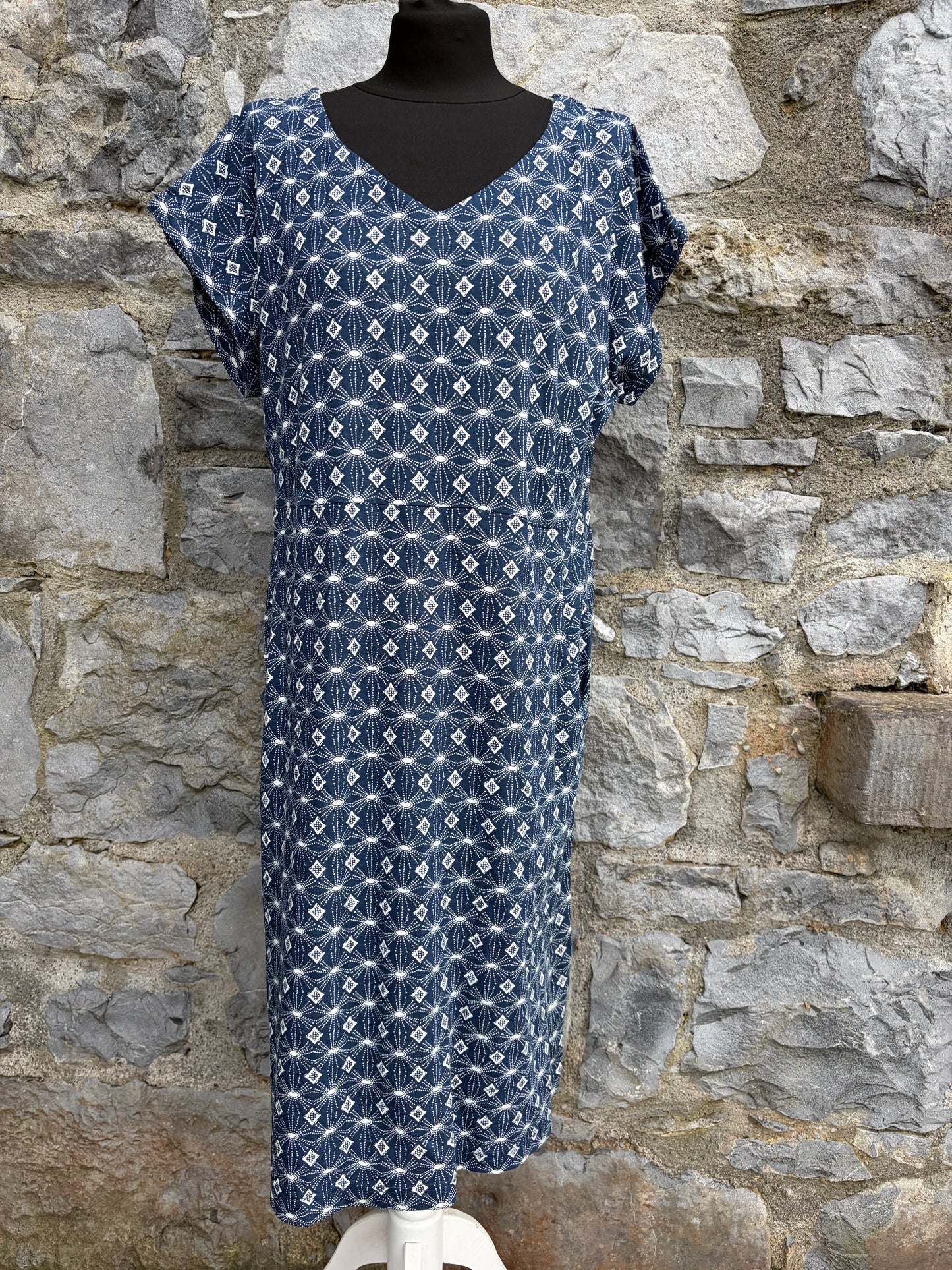 Blue geometric print dress uk 14