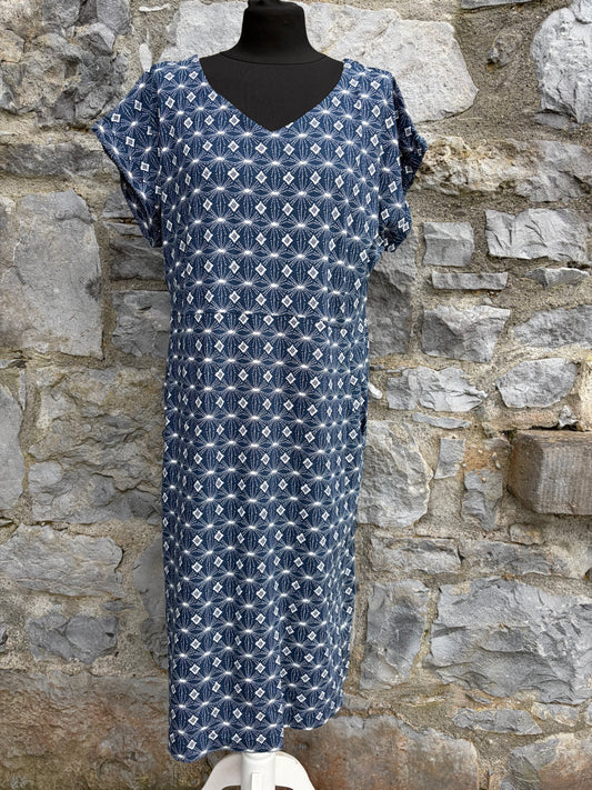Blue geometric print dress uk 14