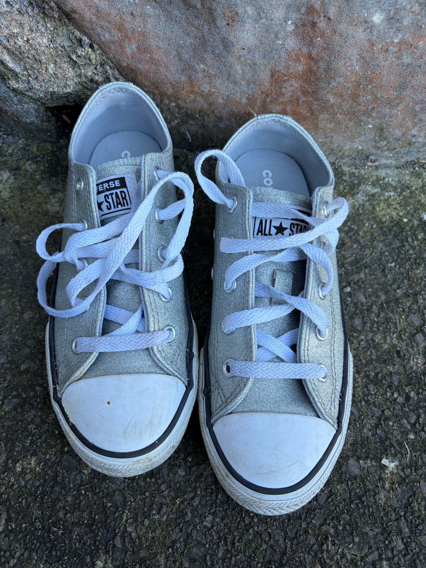 Silver glitter converse  uk 1.5 (eu 33.5)