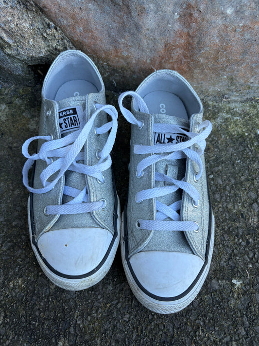 Silver glitter converse  uk 1.5 (eu 33.5)
