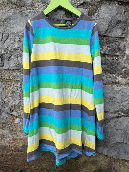 Blue&green stripy dress  8-9y (128-134cm)