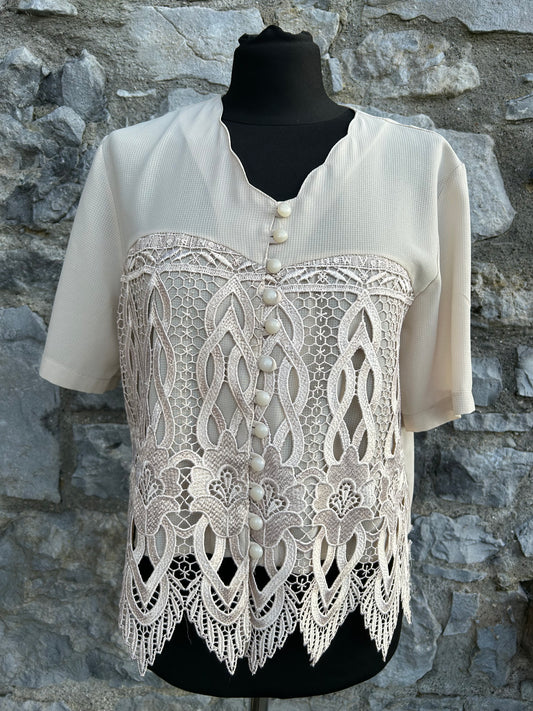 90s beige lace top uk 10