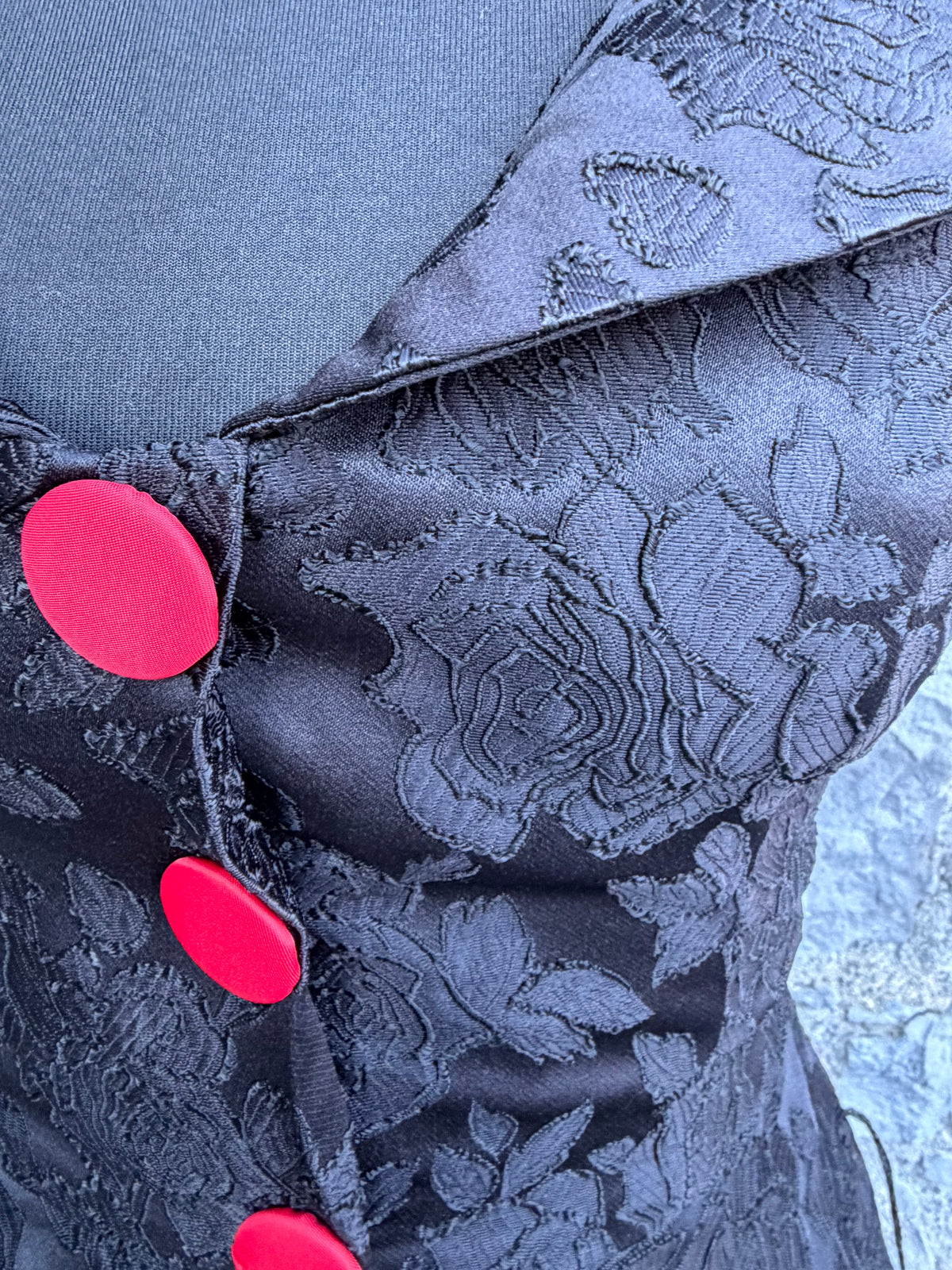 50s style Black brocade dress uk 6