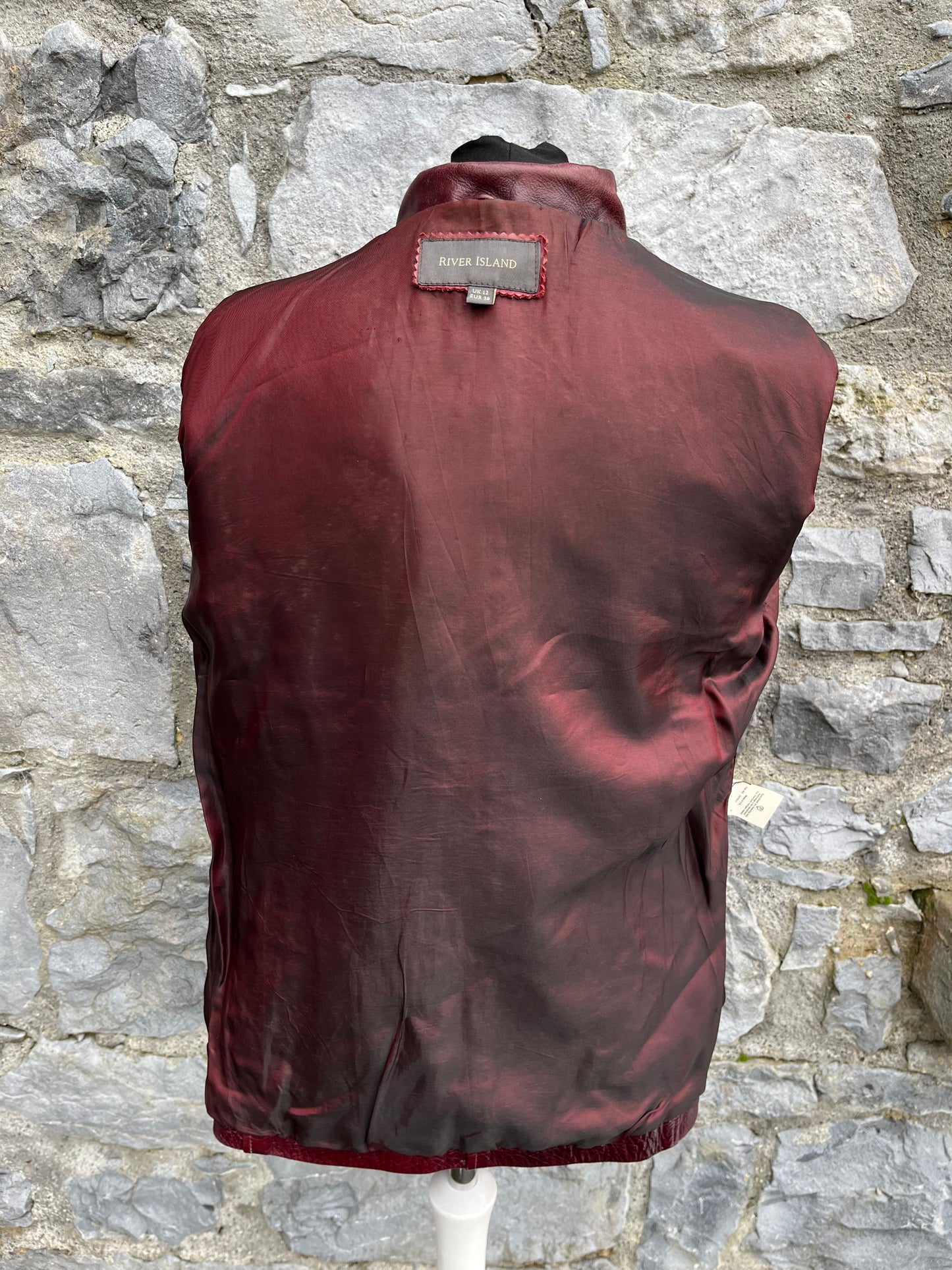 80s maroon leather jacket uk 6-8