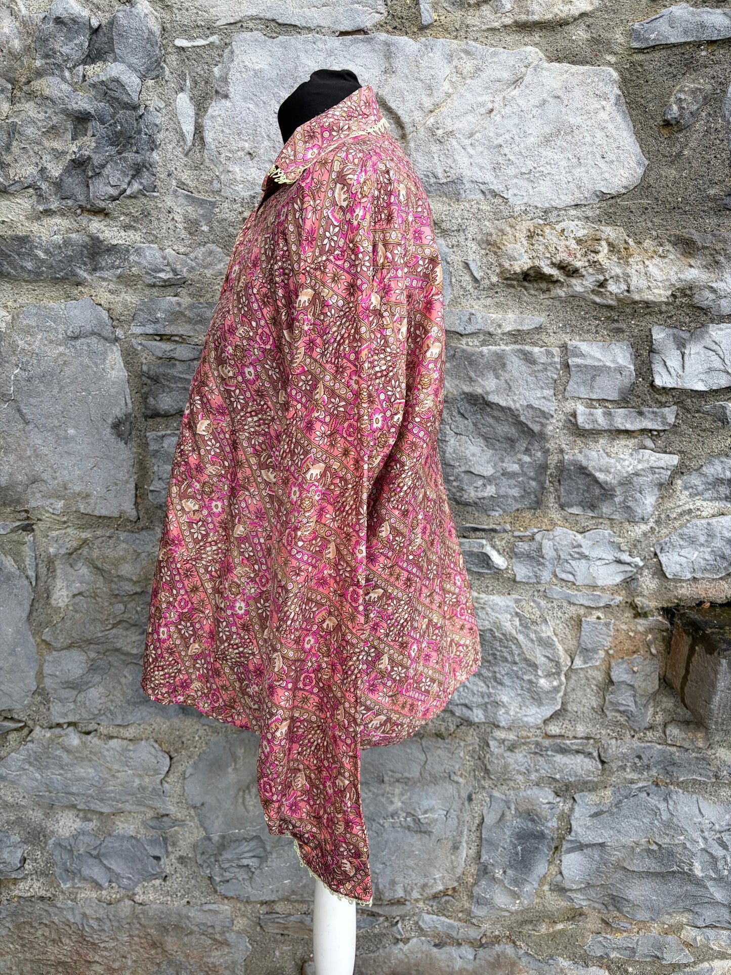 80s pink floral blouse uk 14