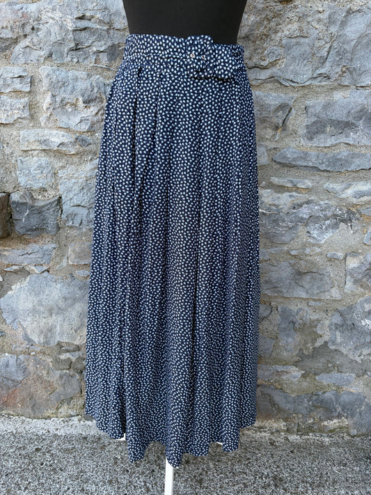 80s floral navy skirt uk 10-12