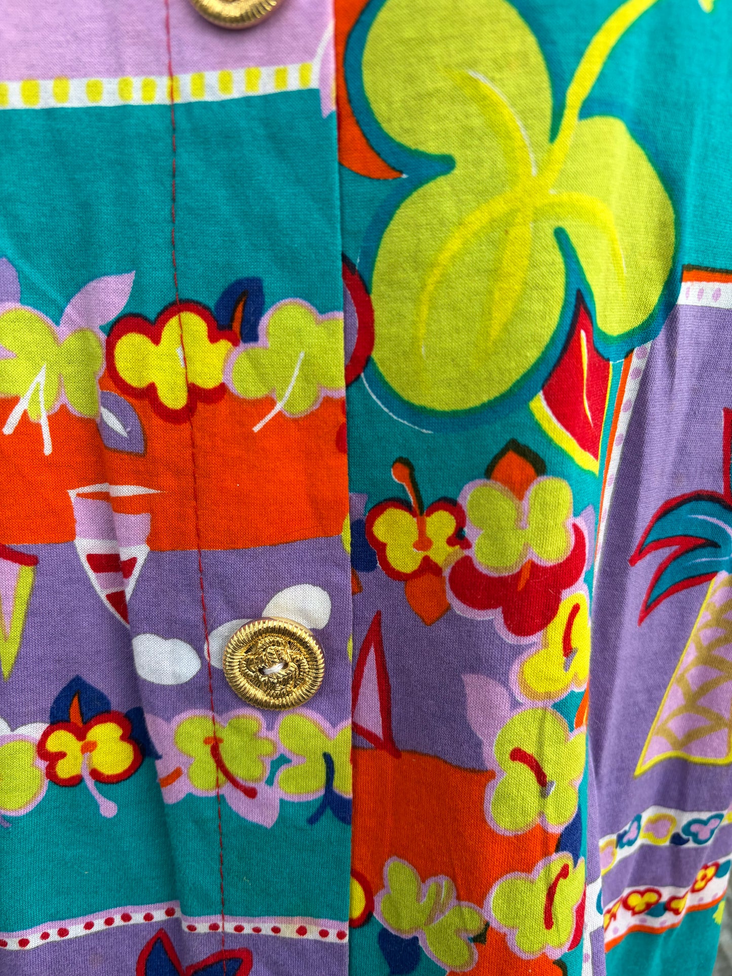 80s colourful patchwork blouse uk 12-14