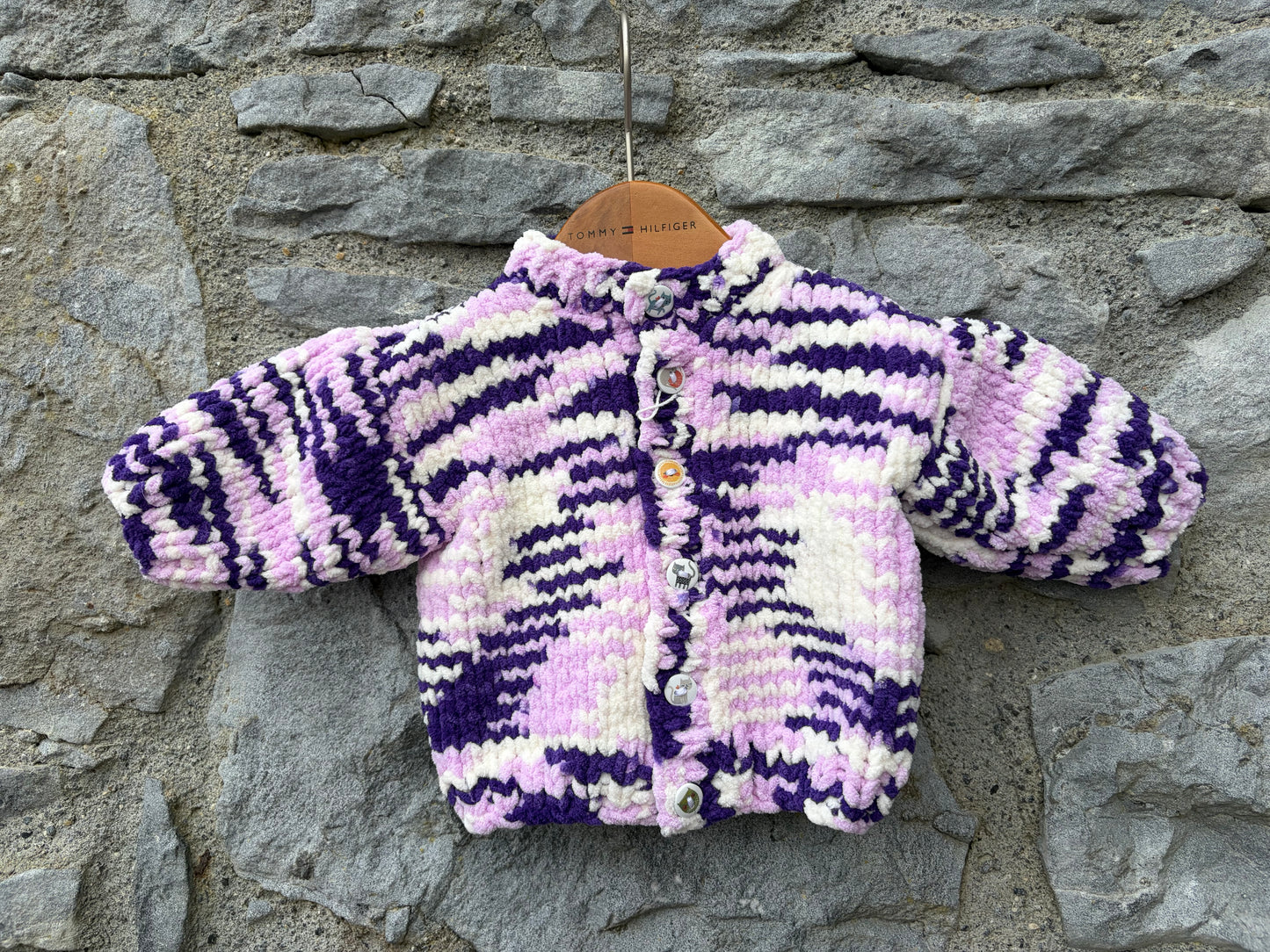 Purple melange fleece cardigan   0-3m (56-62cm)