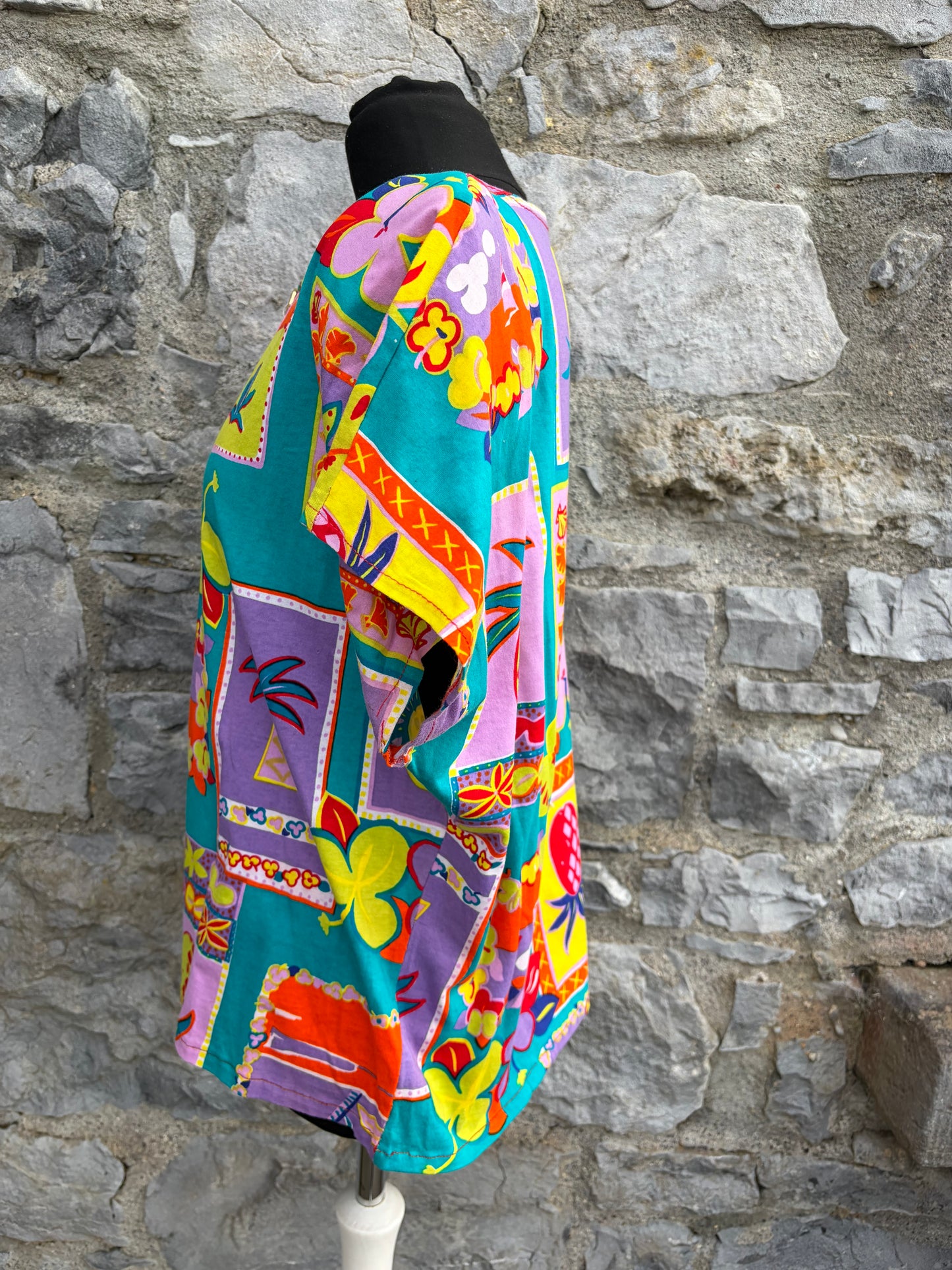 80s colourful patchwork blouse uk 12-14