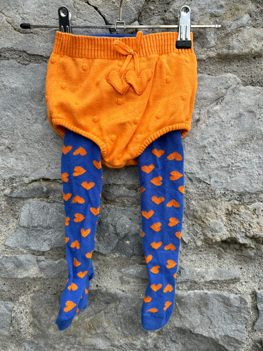 Knitted orange bloomers & tights  12m (80cm)