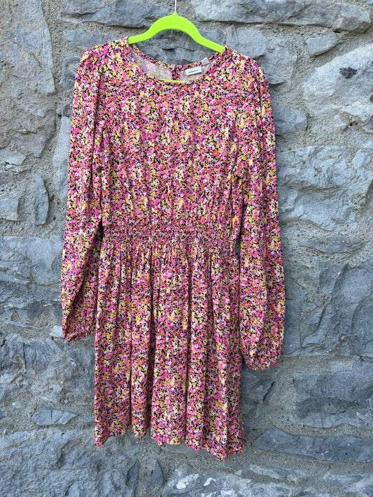 Pink&purple floral dress  9y (134cm)