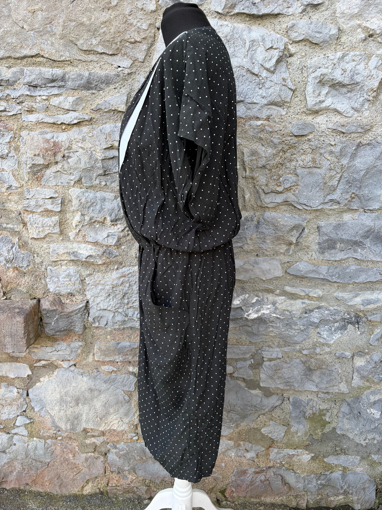 80s dotty black dress uk 8-10