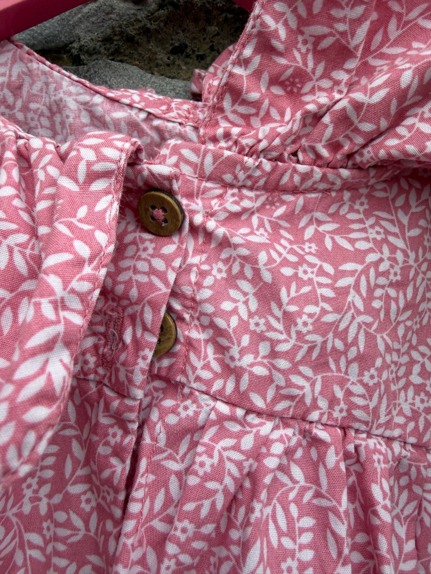 Pink floral ruffled collar dress  2-3y (92-98cm)