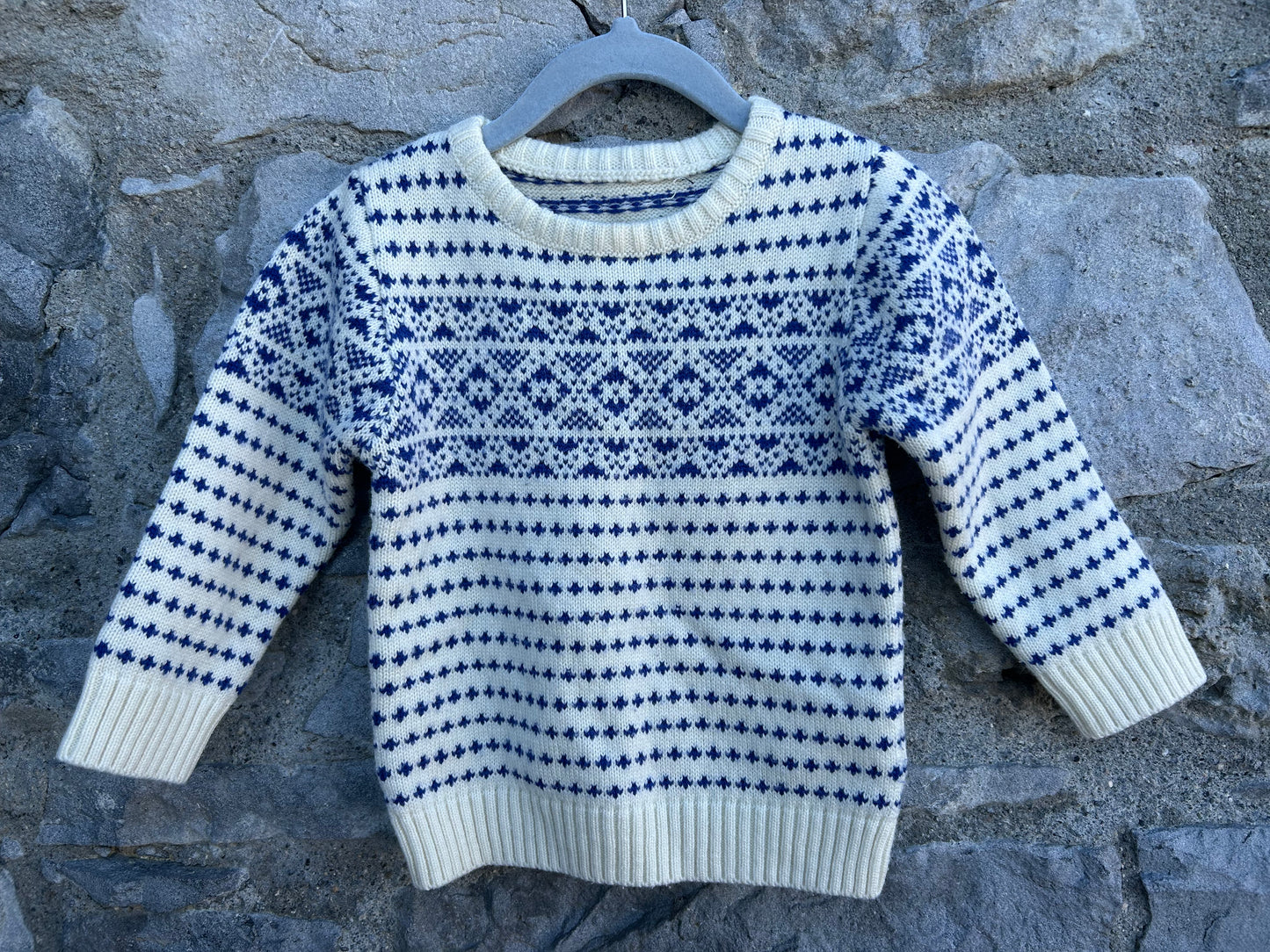 Nordic style White&blue jumper   18-24m (86-92cm)