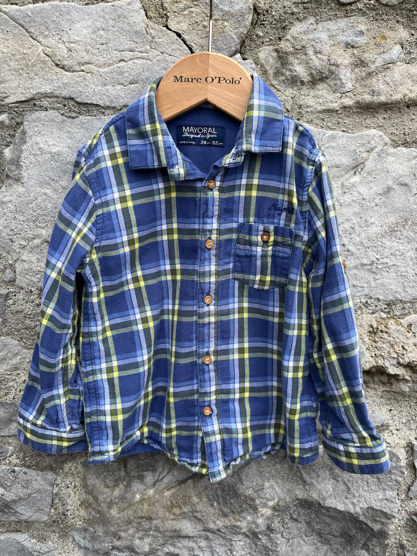 Navy check shirt  2-3y (92-98cm)