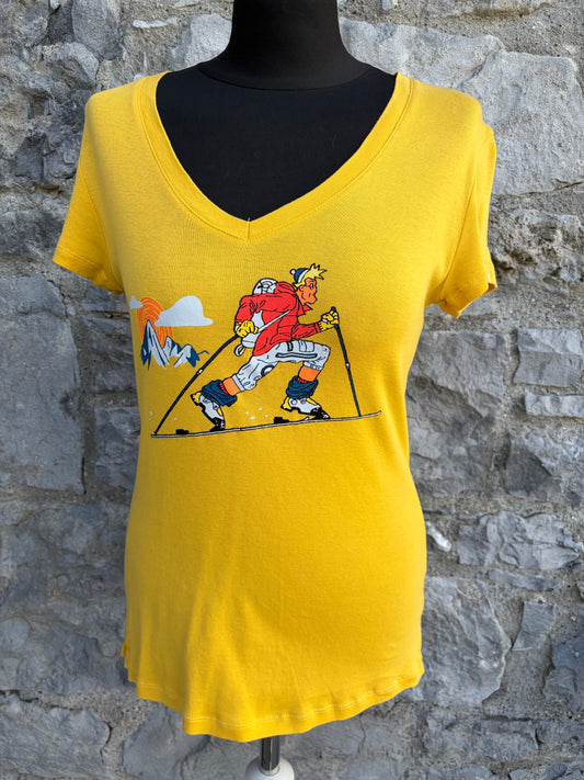 90s skier yellow T-shirt uk 8