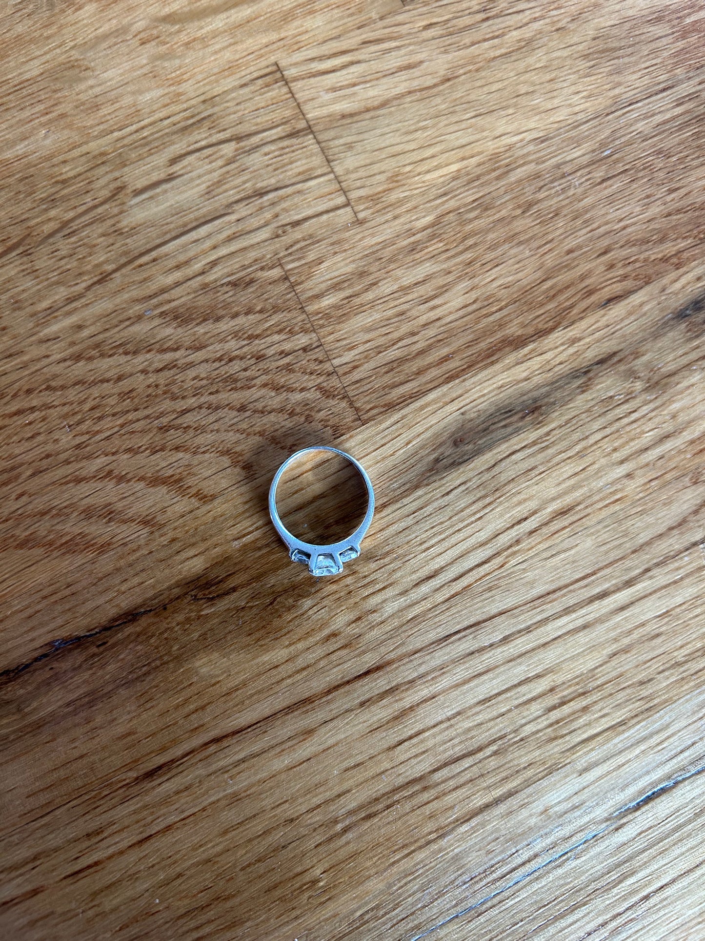 3 zircon engagement silver ring