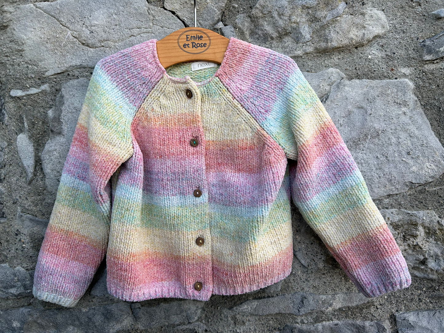 Rainbow chenille yarn cardigan   2-3y (92-98cm)