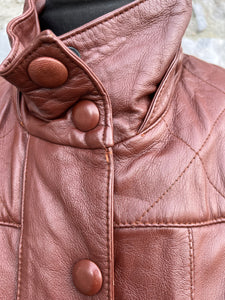 80s brown leather jacket uk 14