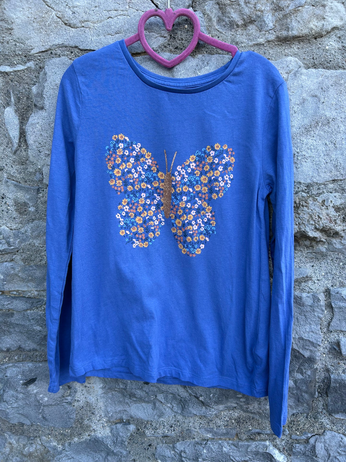 Flowers butterfly blue top  9-10y (134-140cm)