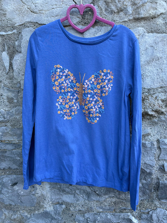 Flowers butterfly blue top  9-10y (134-140cm)