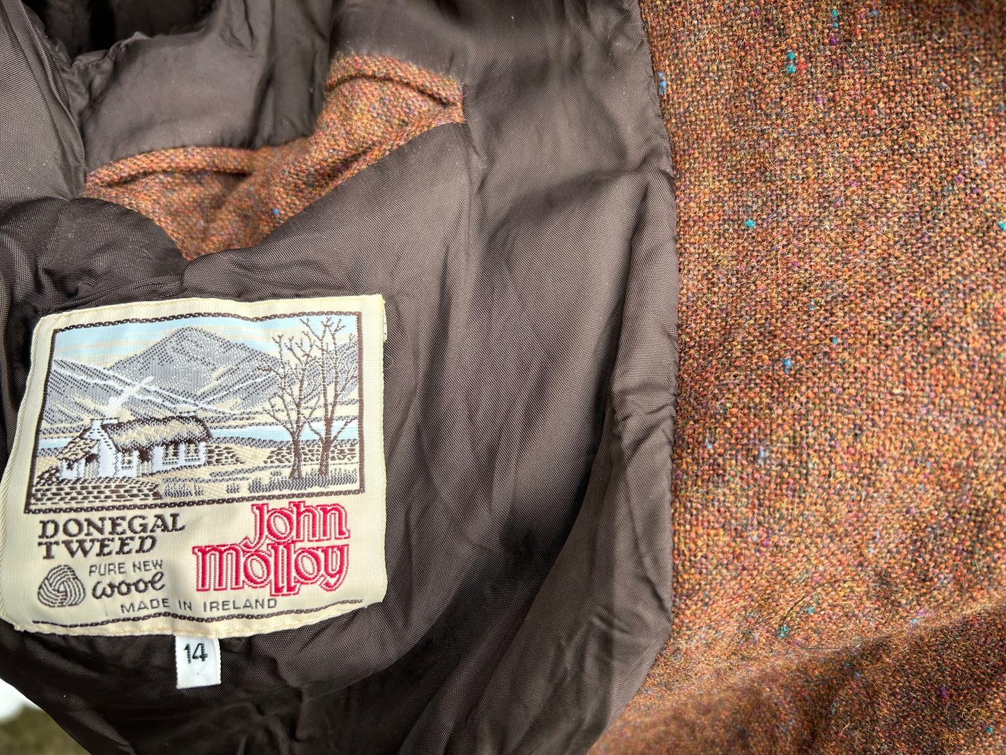 80s Donegal Tweed Brown jacket uk 14-16