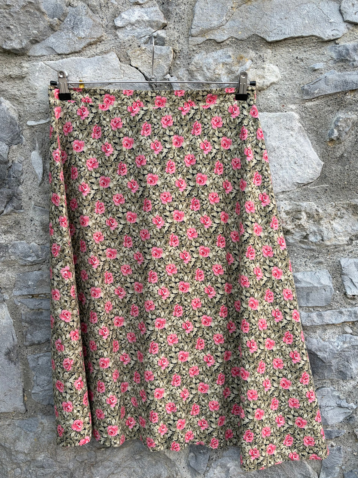 90s roses green skirt uk 10-12