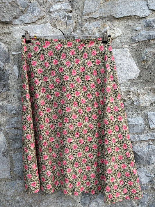 90s roses green skirt uk 10-12