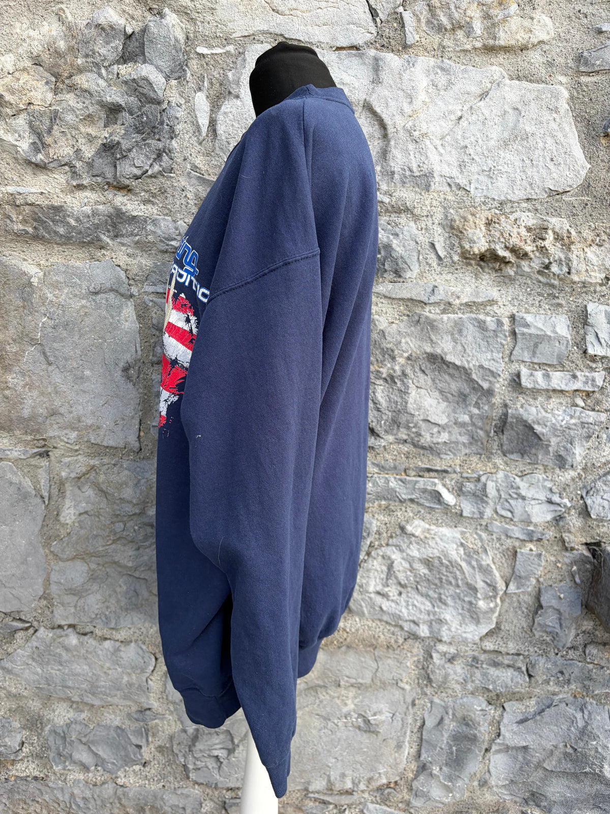 90s deer hunting navy sweatshirt Large