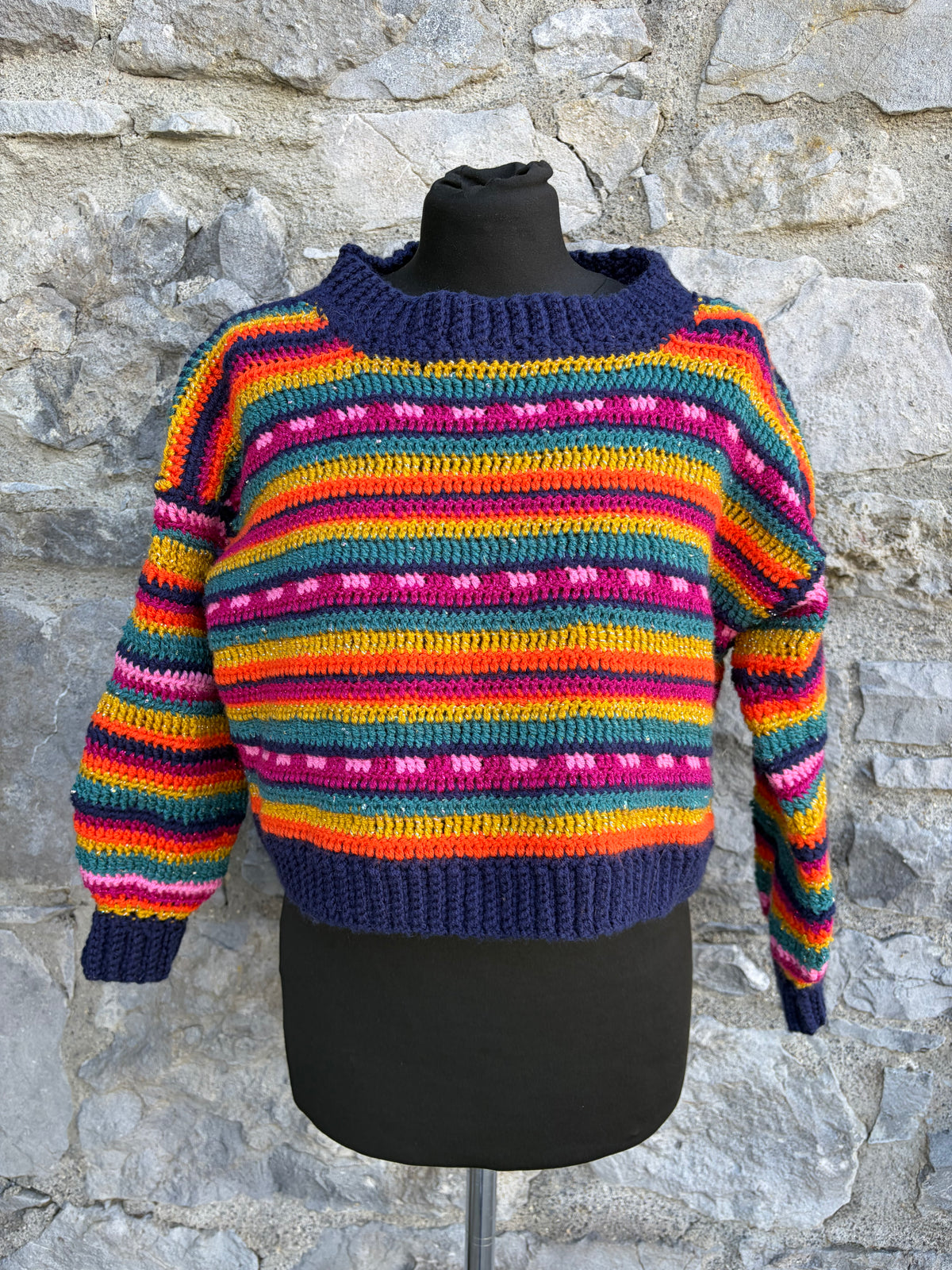 Colourful stripy cropped jumper uk 8-10