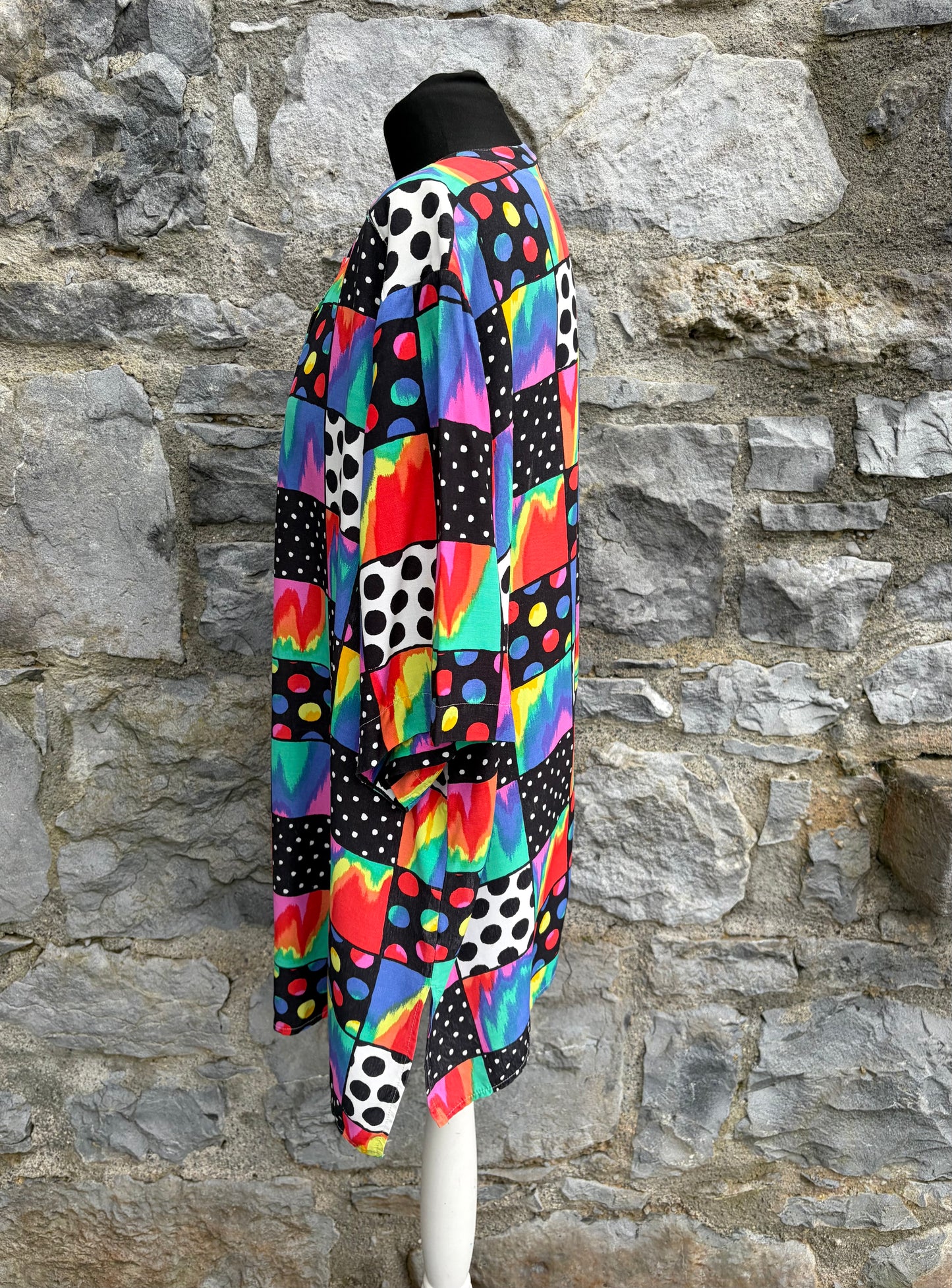 80s colourful patchwork shirt uk 16