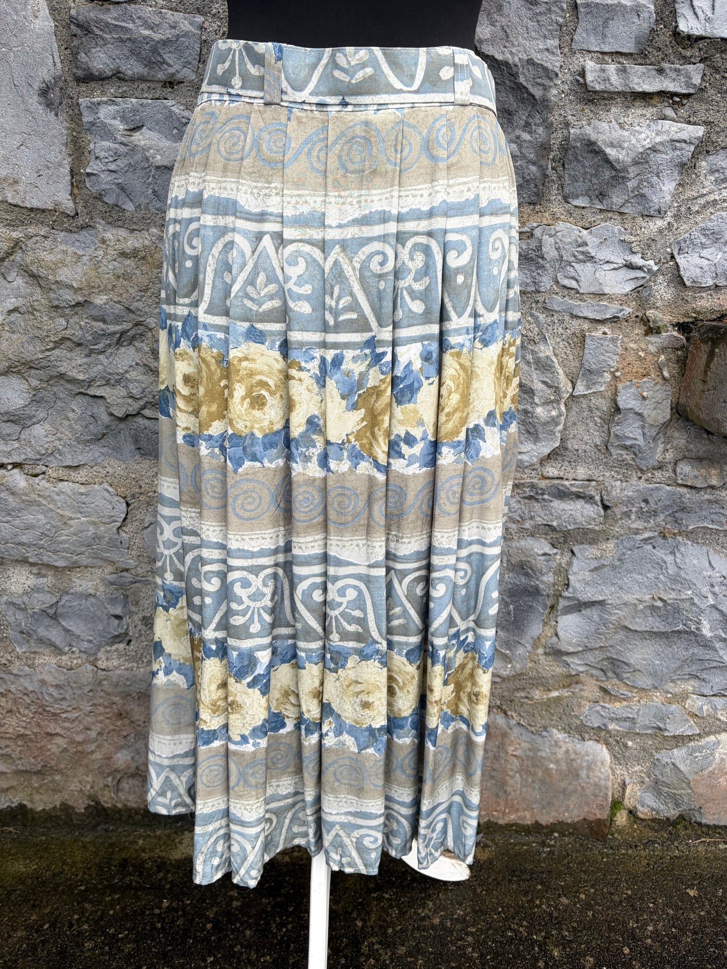 80s grey panel button up skirt uk 12