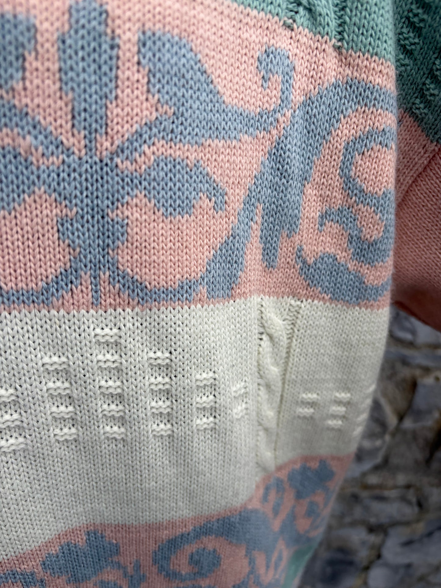 80s panel peach jumper uk 12-14