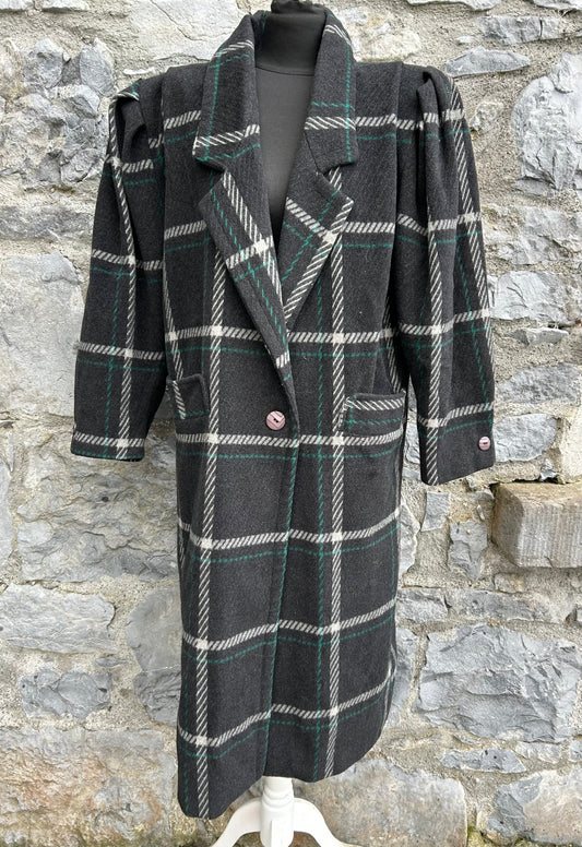 90s grey check coat uk 14-16