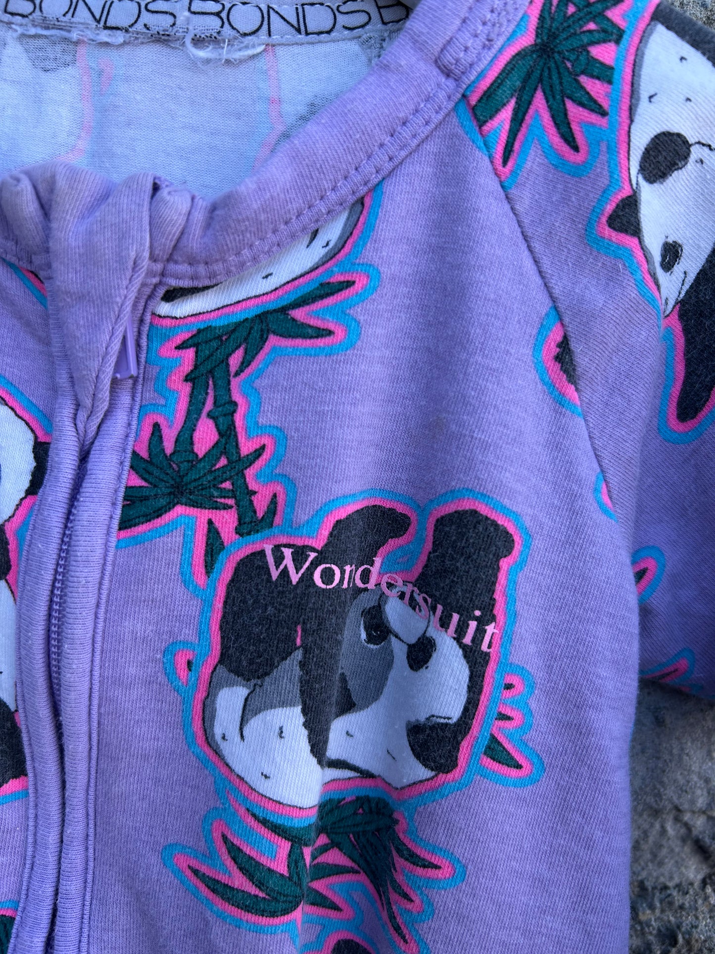 Panda purple onesie 9-12m (74-80cm)