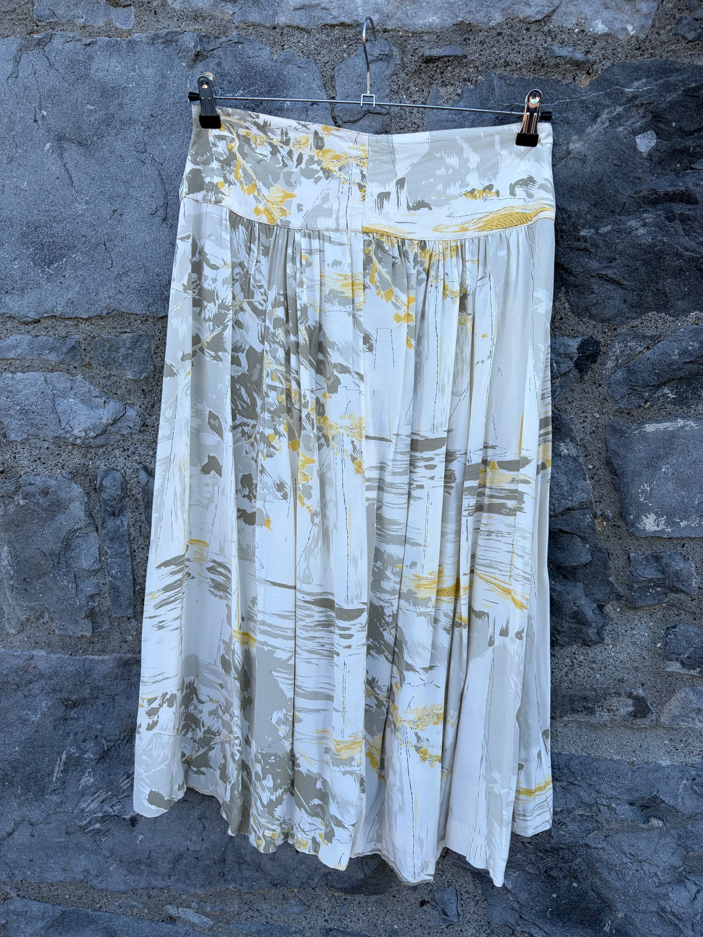 80s beige floral wrap skirt uk 12