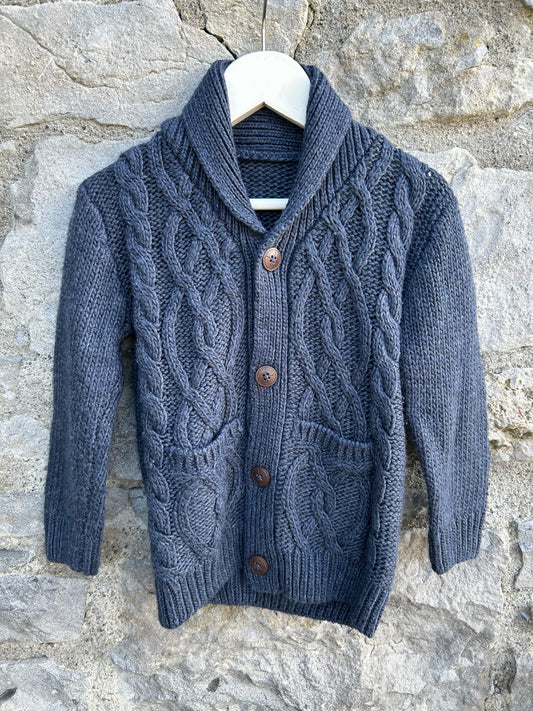 Navy cable cardigan 2-3y (92-98cm)