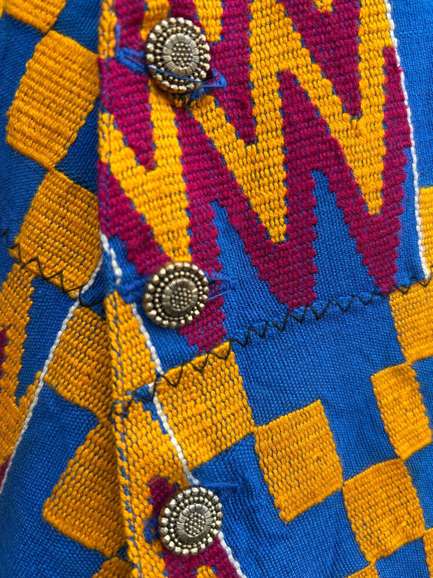 80s orange&blue geometric waistcoat Large