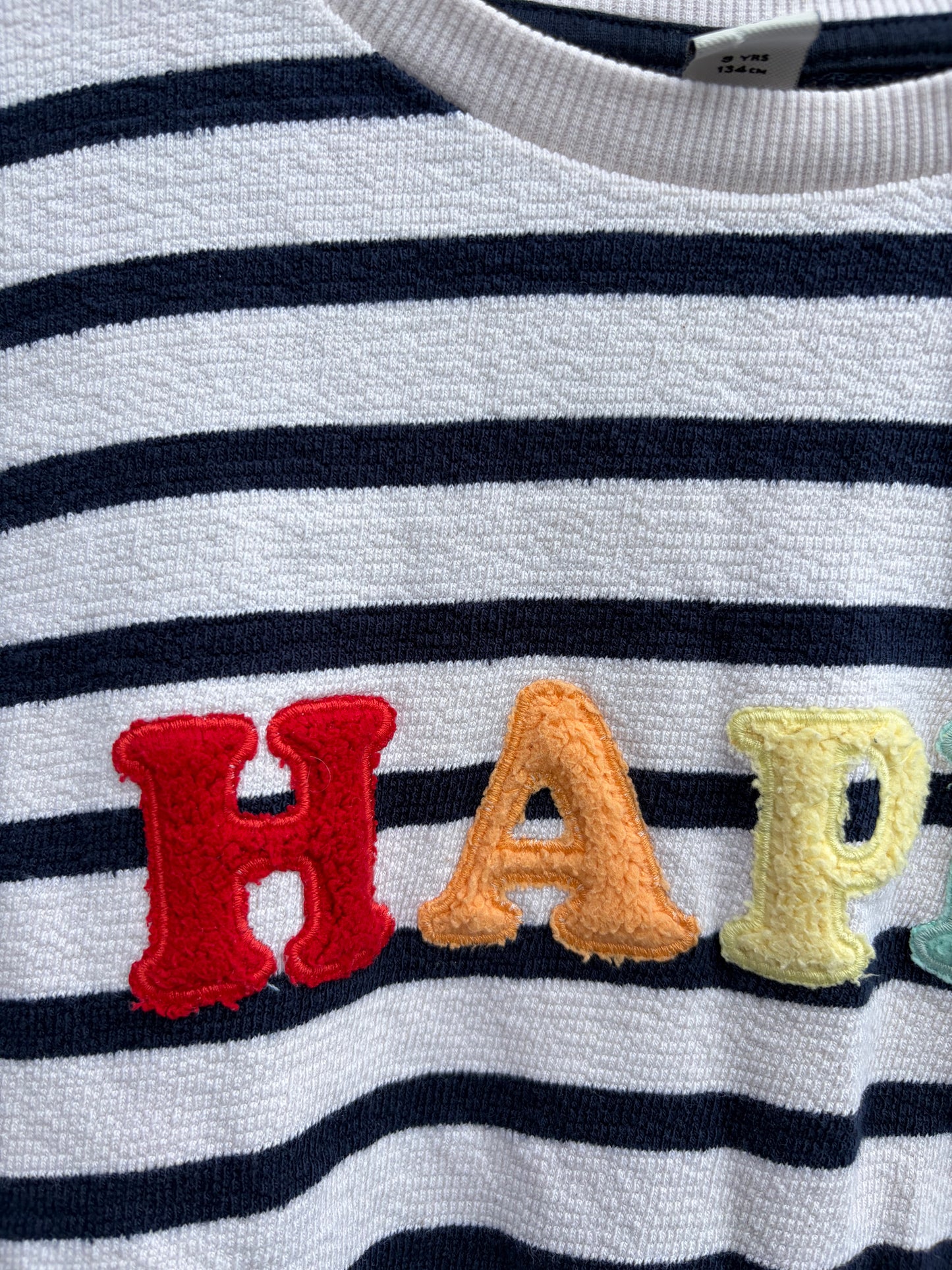 Happy black stripes sweatshirt  8-9y (128-134cm)