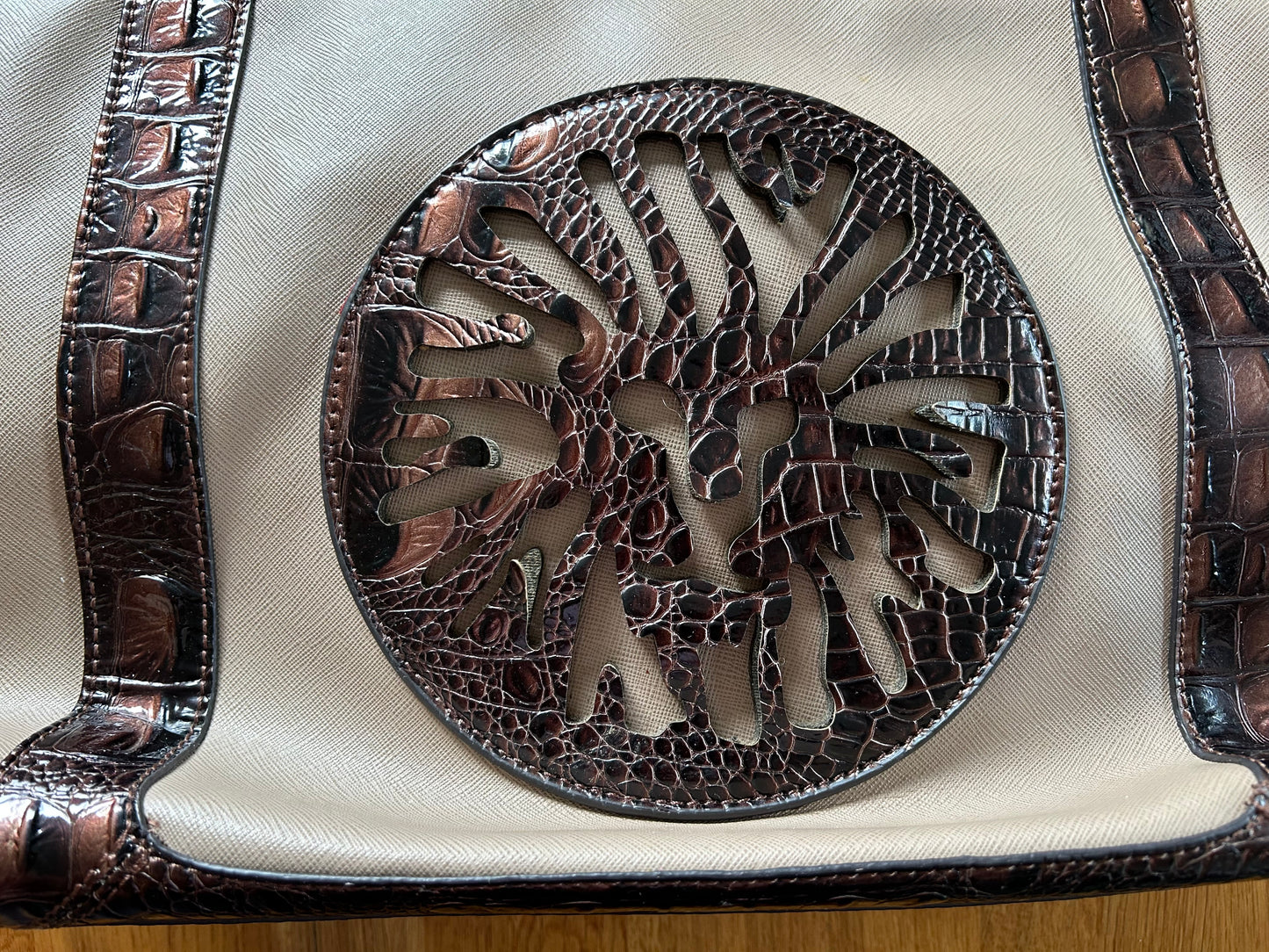 Beige and brown handbag