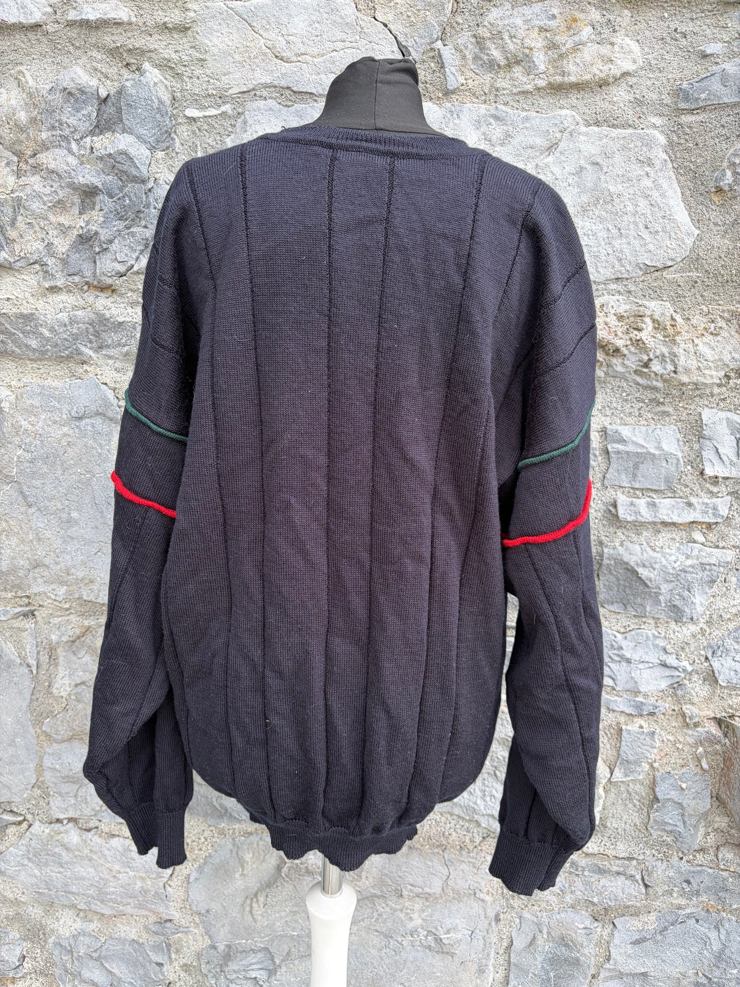 90s black textured jumper Large