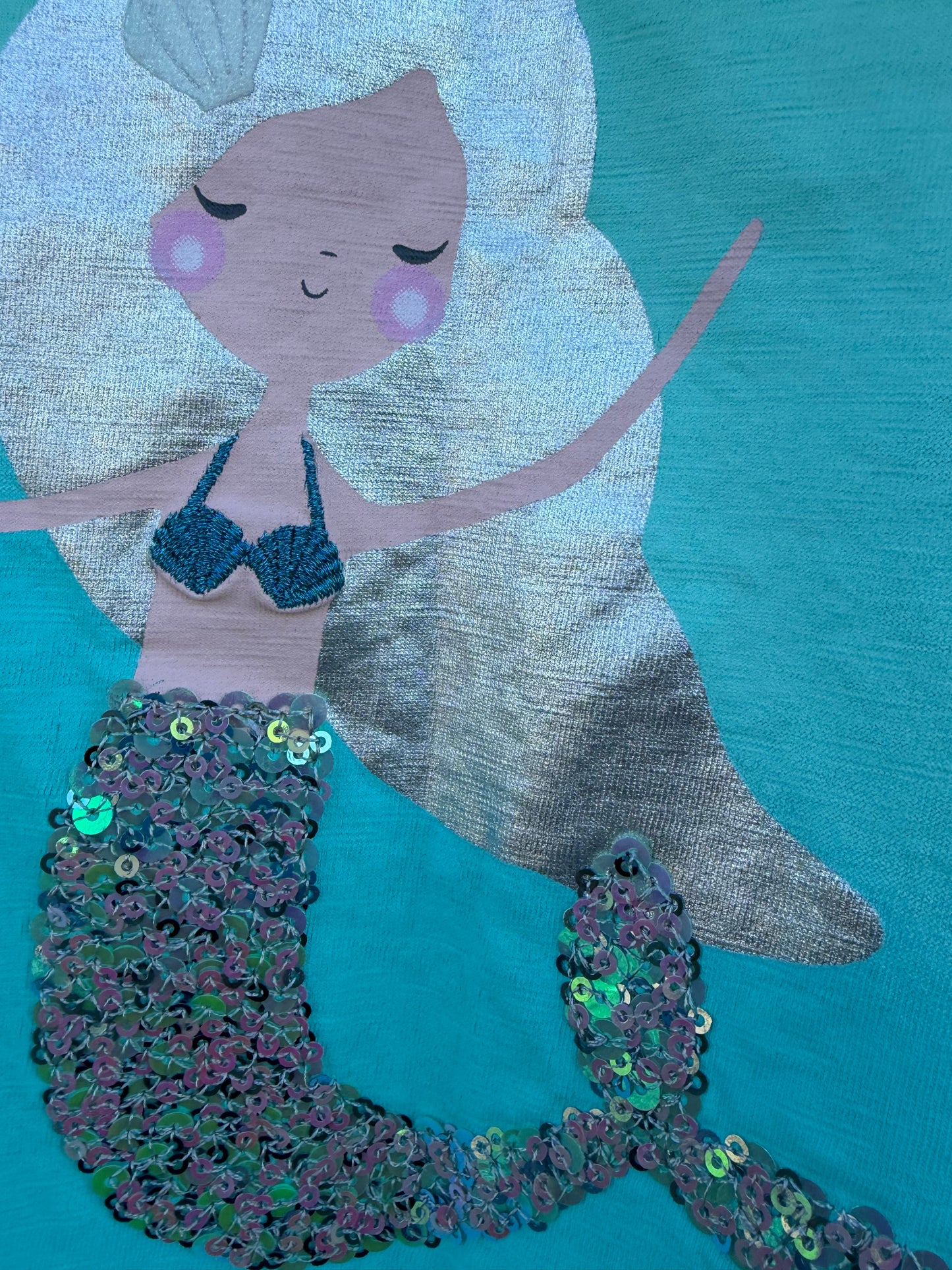 Mermaid blue boxy top   7-8y (122-128cm)