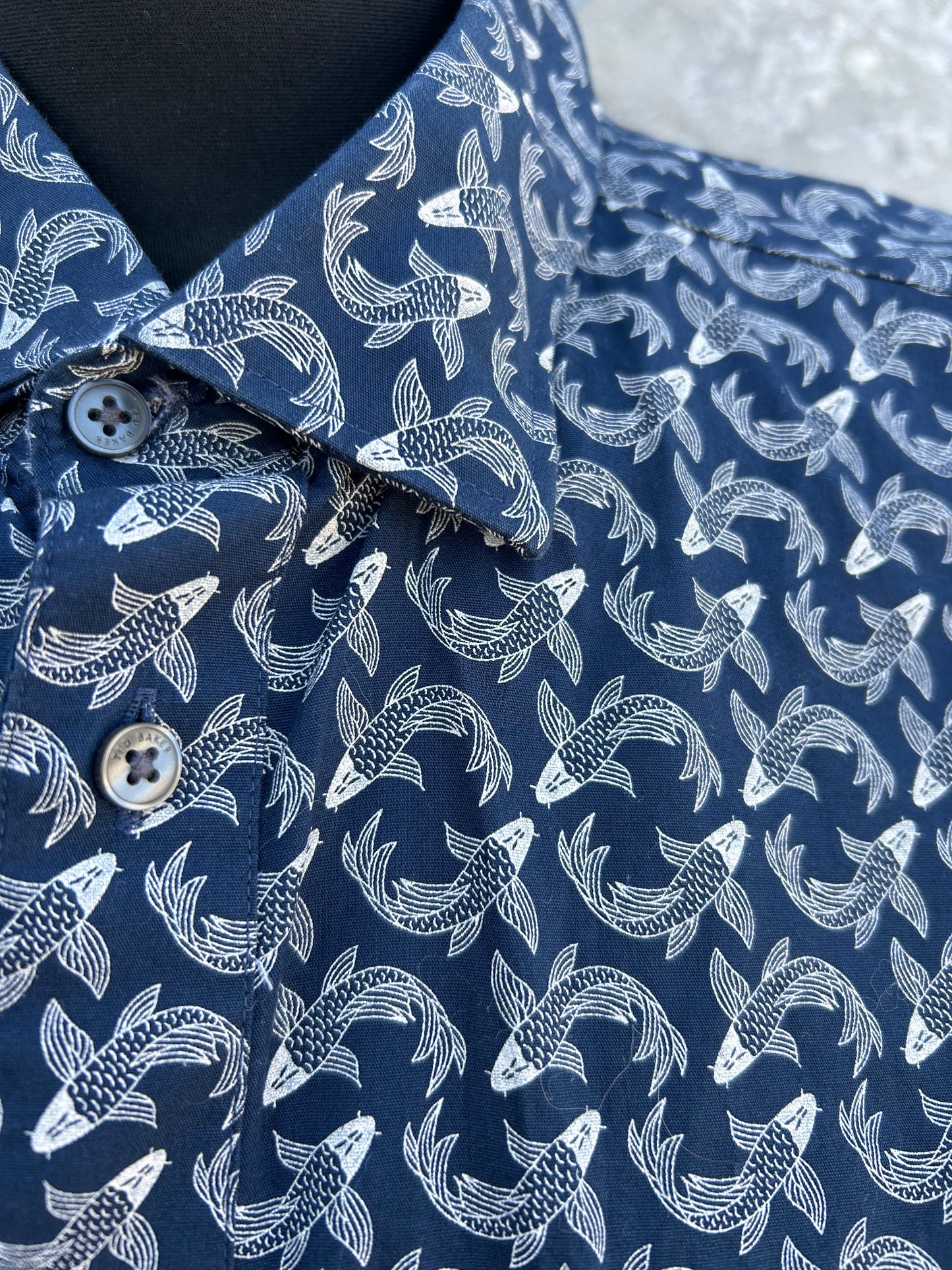 Koi Fish navy shirt Small