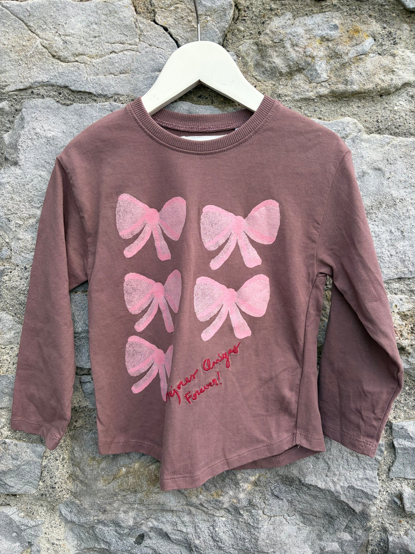 Pink bow brown top  4y (104cm)